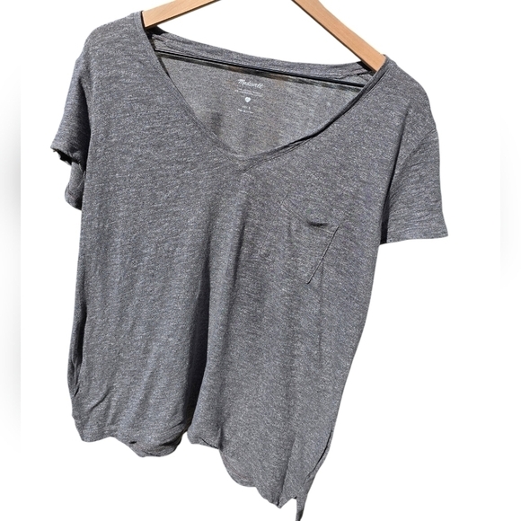 Madewell Gray V-Neck T-Shirt - Picture 1 of 8